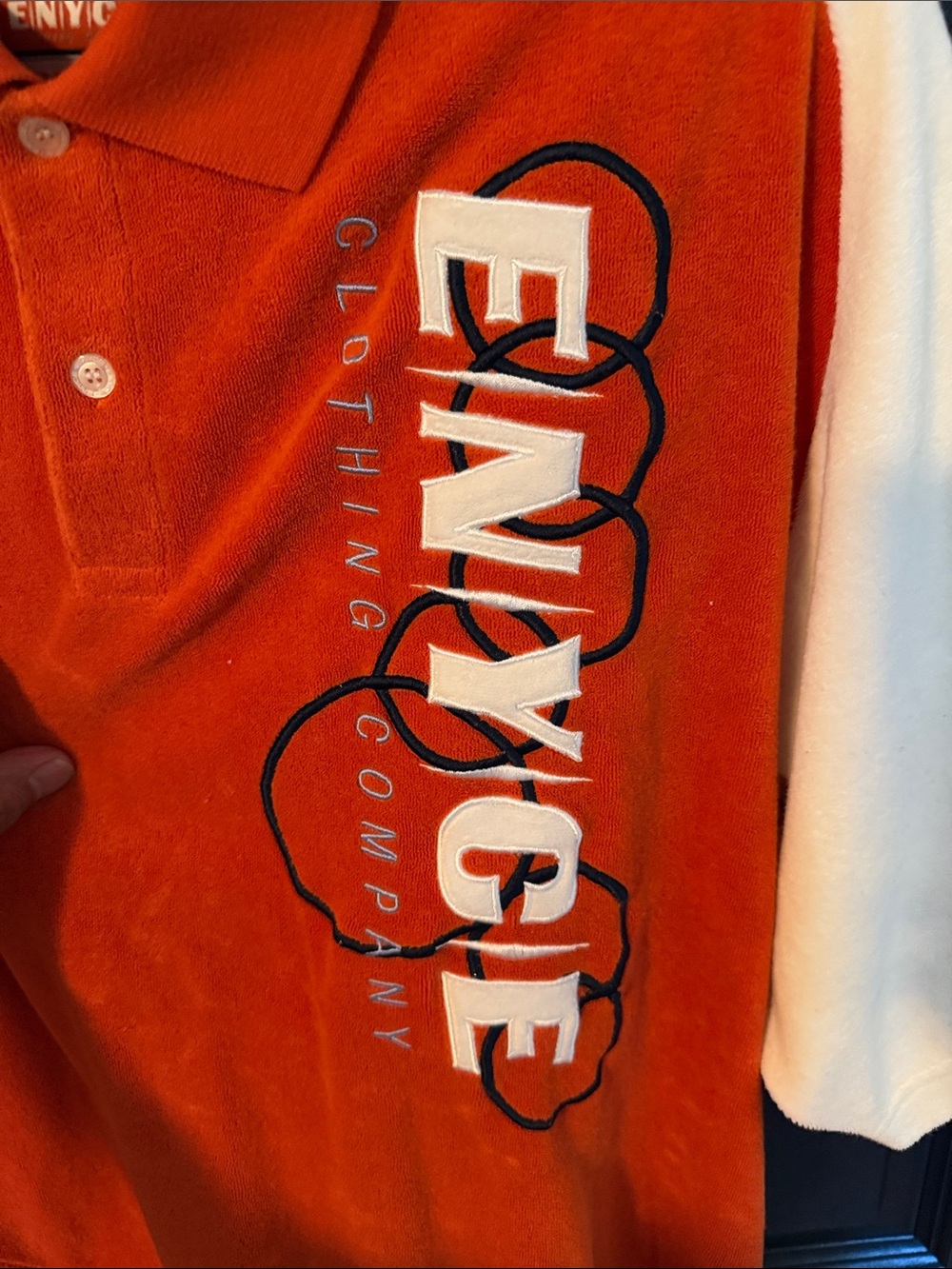 Enyce Men's Orange, White & Navy Colorblock Polo - Picture 4 of 9
